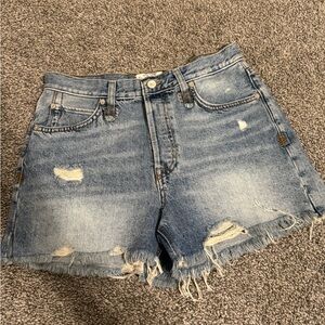We The Free Blue Distressed Jean Shorts